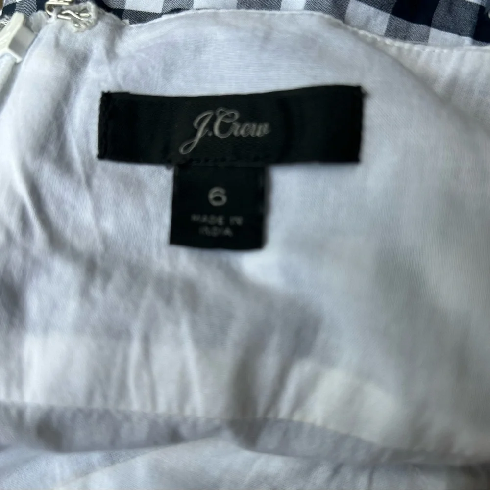 J Crew Spiro Tiered Gingham Cotton Poplin Midi black and white Dress,  size 6